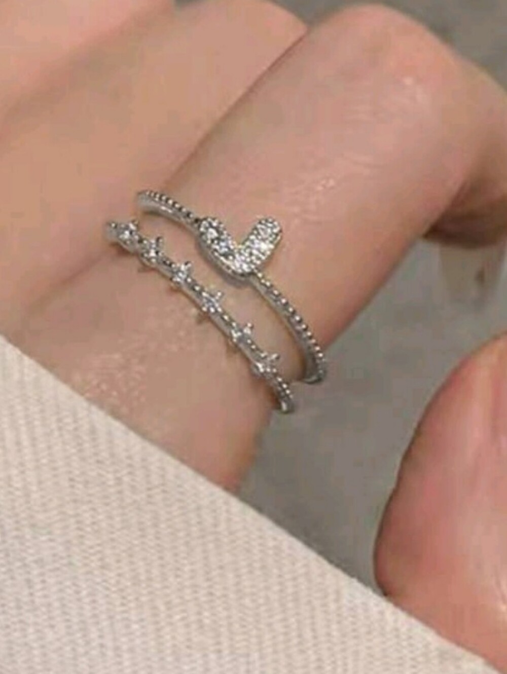 BRAND NEW ** Silver Heart Stackable Cuff Ring